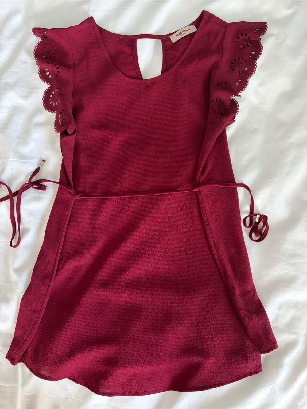 Full Moon Maternity Burgundy Cheryl Tie Front Blouse XS